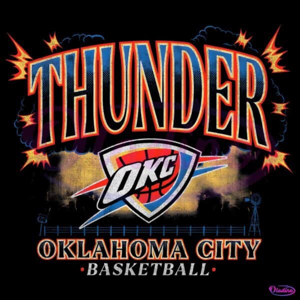 Oklahoma City Thunder Lightning Storm Basketball Logo PNG
