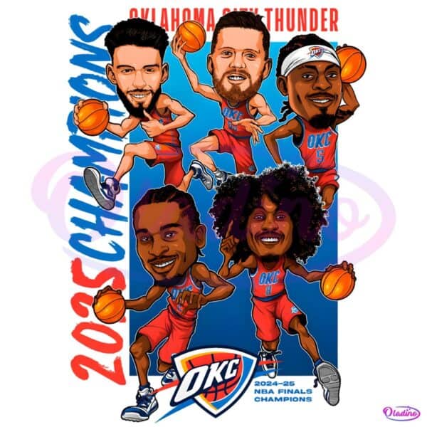 Oklahoma City Thunder Nba Finals Champions Caricature Roster PNG