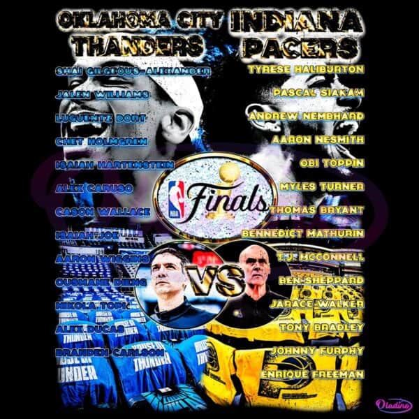 Oklahoma City Thunder Vs Indiana Pacers Full Roster Nba Finals 2025 PNG