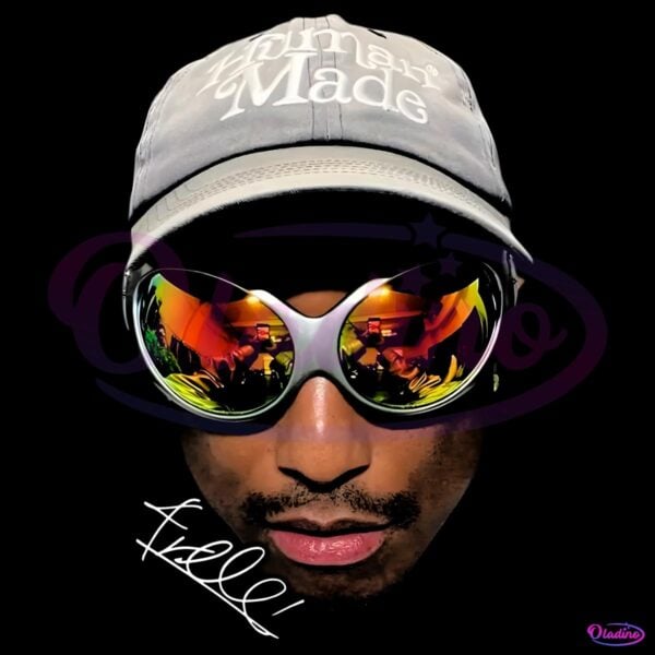 Pharrell Williams Reflected Shades Hat Portrait Signature PNG