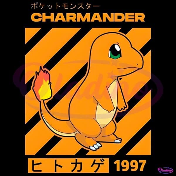 Pokemon Charmander 1997 Vintage Japanese Anime Inspired Fire Type PNG