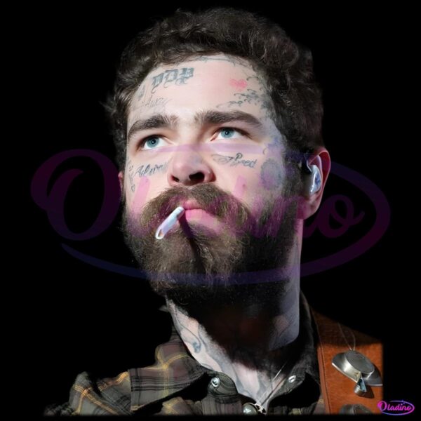 Post Malone Smoking Tattoo Face Music Star Vintage Aesthetic PNG