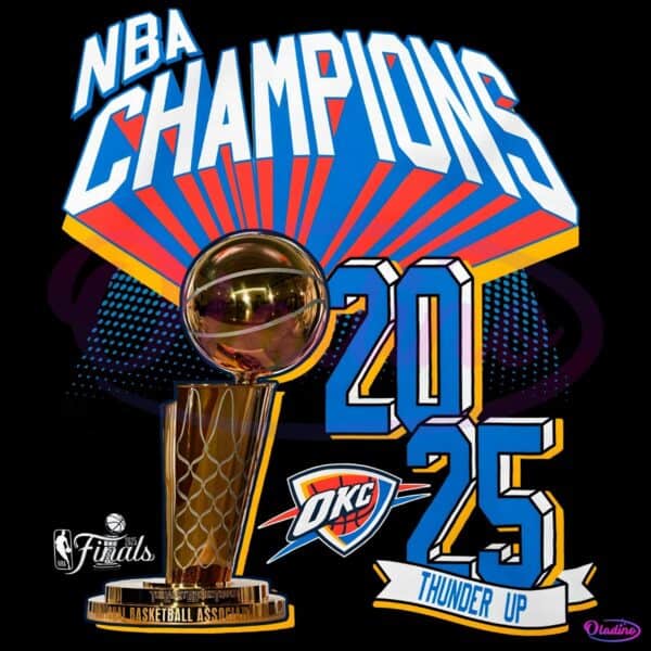 Retro Nba Finals Champions 2025 Thunder Up Trophy PNG