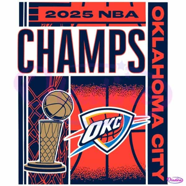 Retro Oklahoma City Thunder 2025 Nba Champs Poster Style PNG