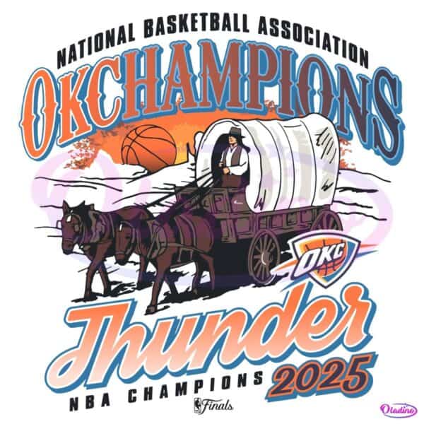 Retro Oklahoma City Thunder Wagon Ride Nba Champions 2025 PNG