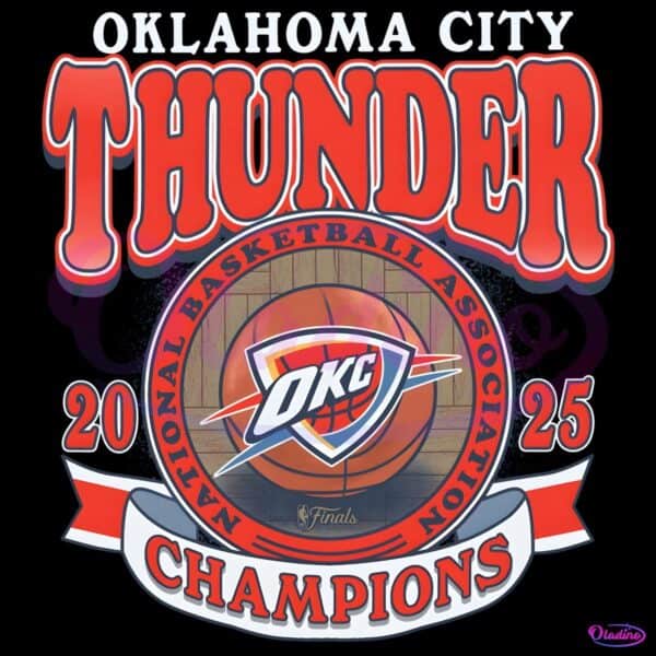 Retro Vintage Oklahoma City Thunder 2025 Nba Champions PNG