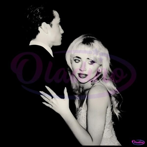 Sabrina Carpenter Glamorous Dance Moment Black And White Portrait PNG