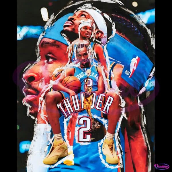 Shai Gilgeous Alexander Mvp Thunder Mixed Media Art Style PNG