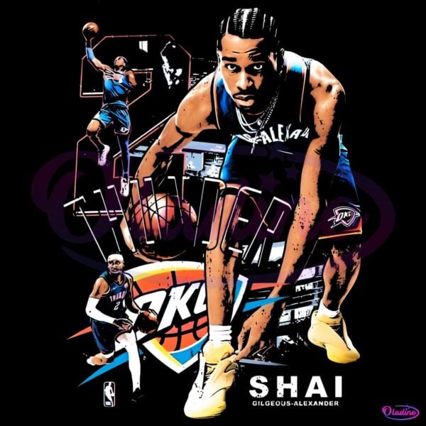 Shai Gilgeous Alexander Oklahoma City Thunder Dynamic Action Collage PNG
