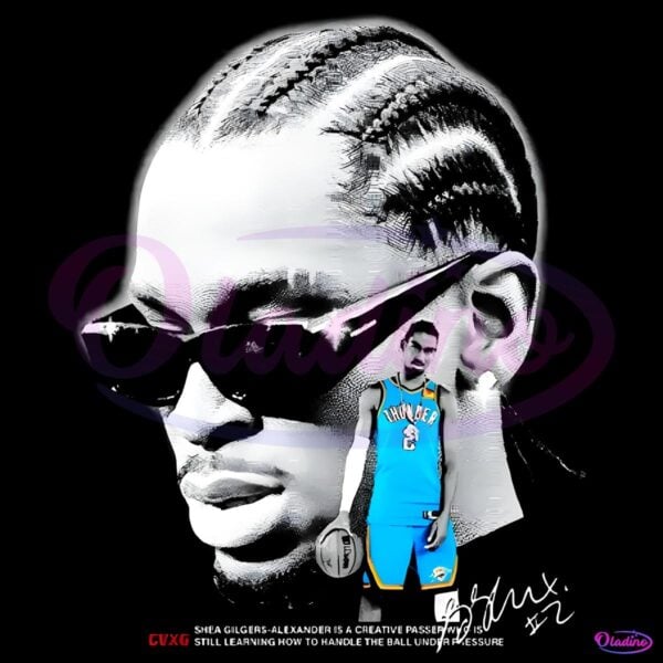 Shai Gilgeous Alexander Vintage Cool Style Oklahoma City Thunder PNG