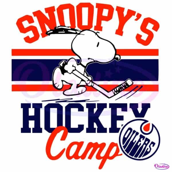 Snoopy Playing Hockey Edmonton Oilers Camp SVG