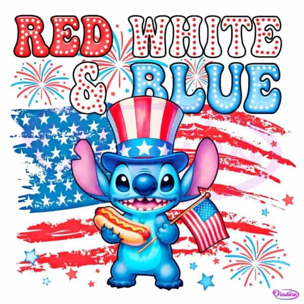 Stitch Hot Dog Eating 4Th Of July Retro Patriotic Celebration PNG