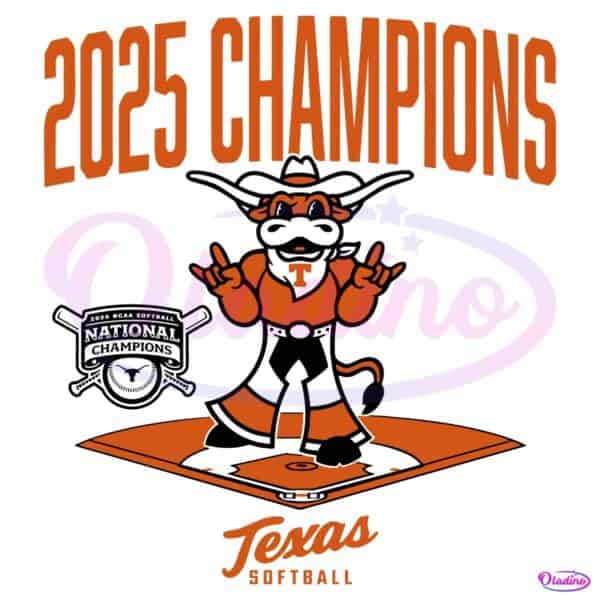 Texas Longhorns Softball 2025 National Champions Diamond Mascot SVG