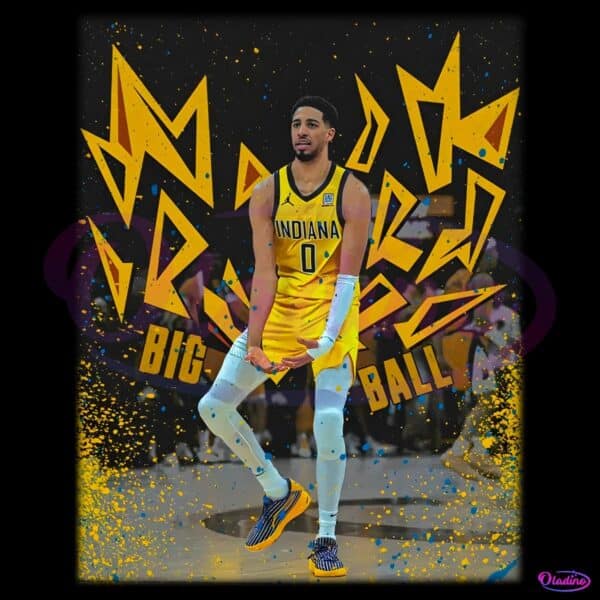 Tyrese Haliburton Big Balls Dance Indiana Vintage Basketball PNG