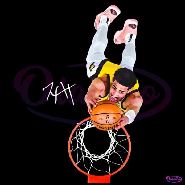 Tyrese Haliburton Dunk Pose Overhead Angle PNG