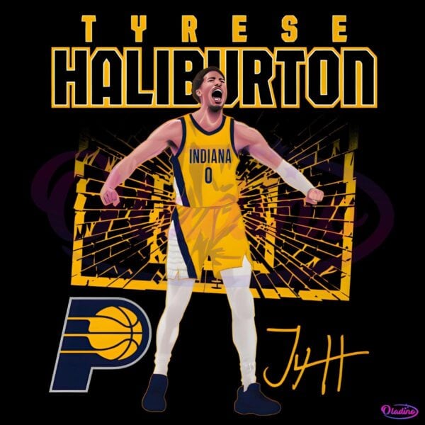 Tyrese Haliburton Indiana Pacers Shattered Court Basketball Fan Art PNG
