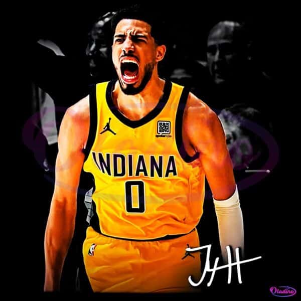 Tyrese Haliburton Yelling Indiana Pacers Vintage PNG