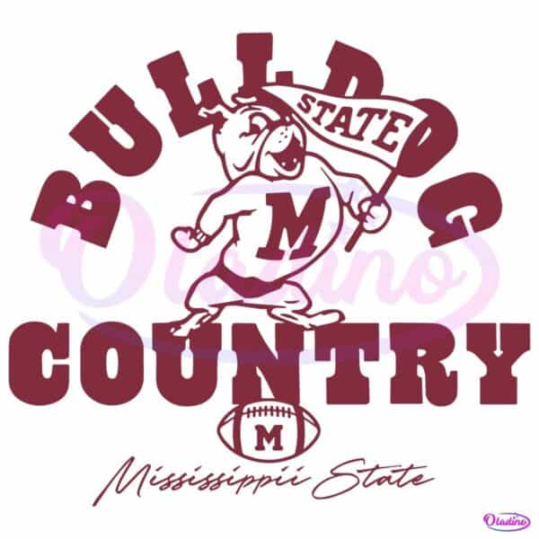 Vintage Mississippi State Football Bulldog Country Logo Mascot SVG