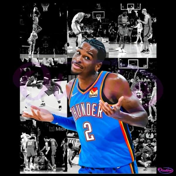 Vintage Shai Gilgeous Alexander Shrug Thunder Moments PNG