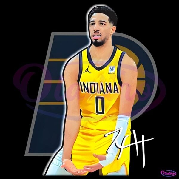 Vintage Tyrese Haliburton Indiana Pacers Signature Pose PNG