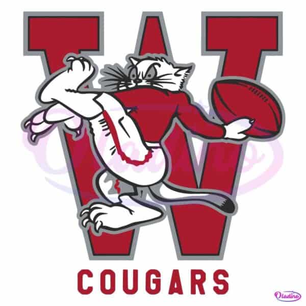 Wazzu Football Vintage Cougar Mascot 1963 SVG