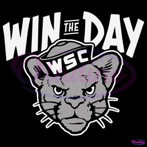 Win The Day Wsc Cougar Mascot Retro Logo SVG