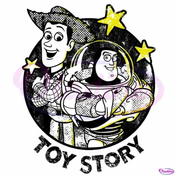 Woody And Buzz Lightyear Stars Circle Retro Raglan Toy Story PNG