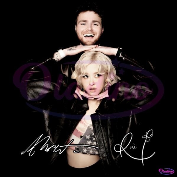 Alex Warren And Rose Black Leather Couple Aesthetic Pose PNG