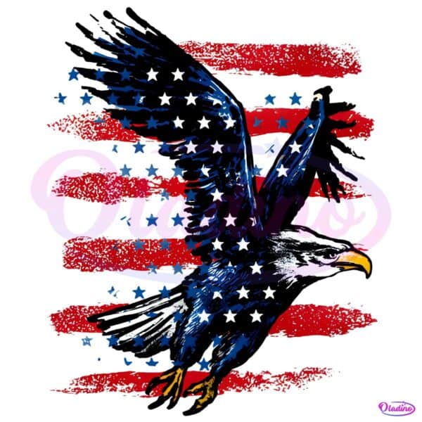 American Bald Eagle Flying Over Usa Flag Fourth Of July PNG