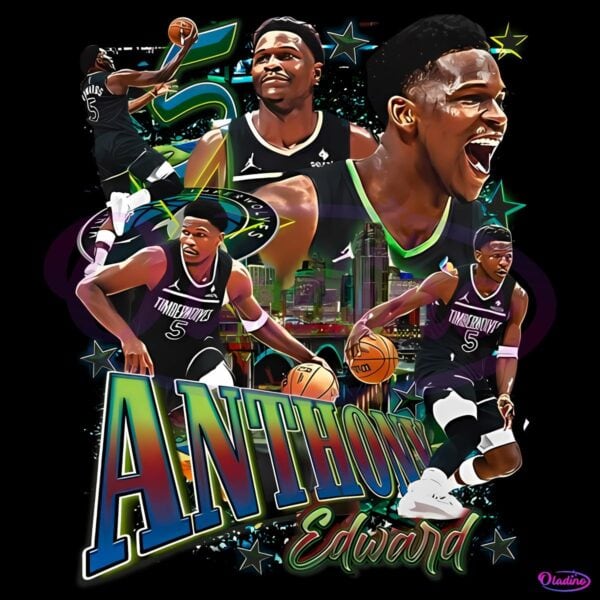 Anthony Edwards Minnesota Timberwolves Number 5 Basketball PNG