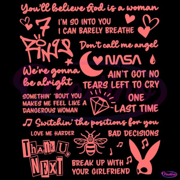 Ariana Grande Album Tracklist Graphic Concert SVG
