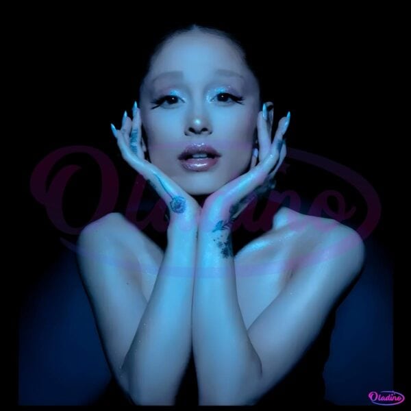 Ariana Grande Elegant Blue Glow Glamour Portrait PNG