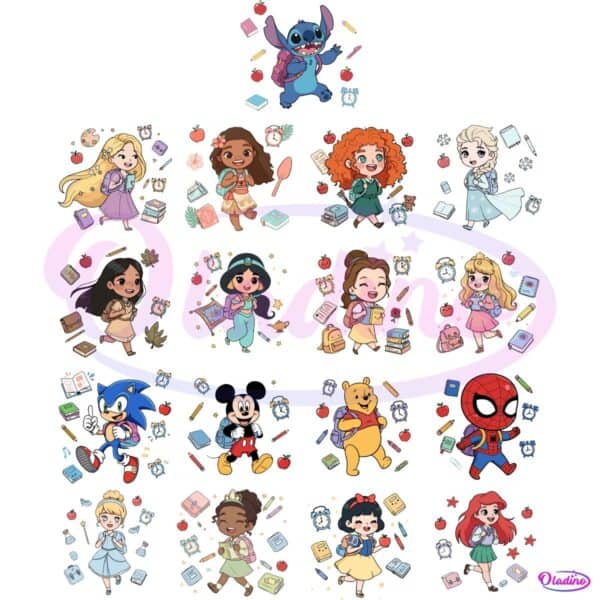 Back To School Cartoon Character Bundle First Day Teacher Kids