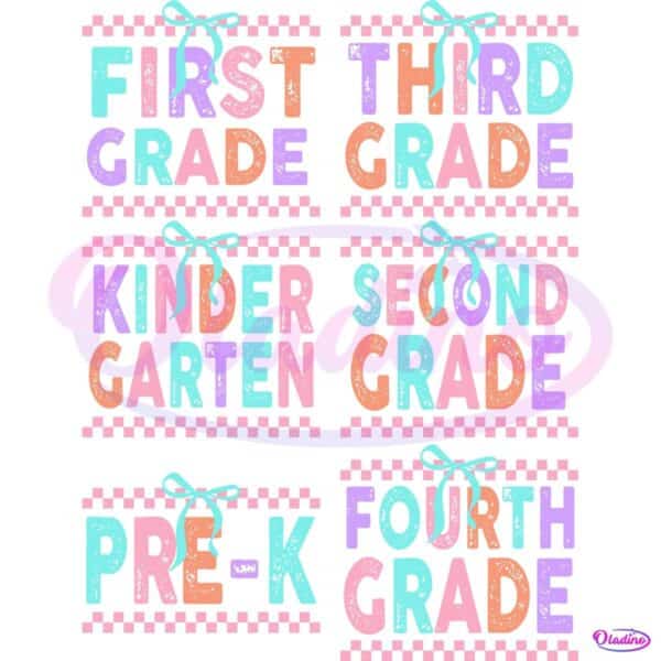 Back To School Grade Levels Retro Pastel Sublimation Bundle SVG