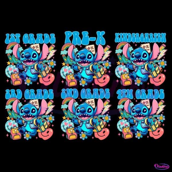 Back To School Stitch First Day Prek Kindergarten Grade PNG