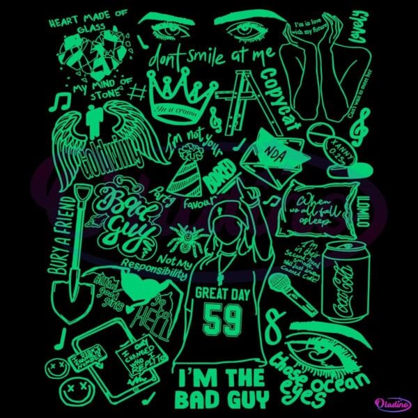 Bad Guy Inspired Graphic Tour Lyrics Billie Album Tracklist Concert SVG