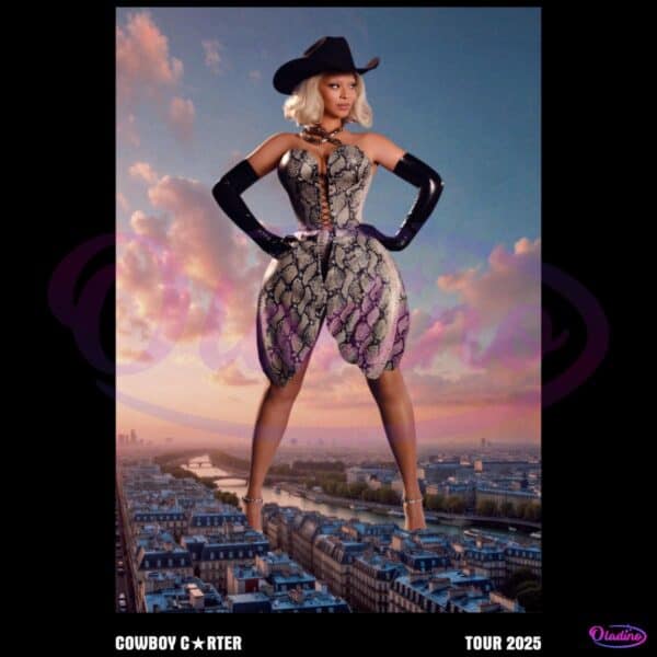 Beyonce Paris Cowboy Carter Tour 2025 Snakeskin Dress Cityscape PNG