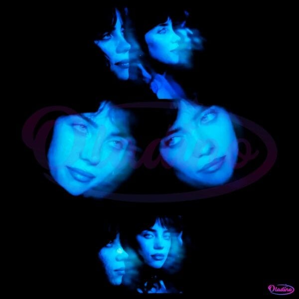 Billie Eilish Blue Portrait Glow Effect Vaporwave PNG