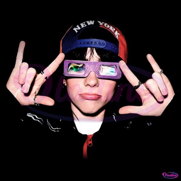 Billie Eilish New York Cap 3D Glasses PNG