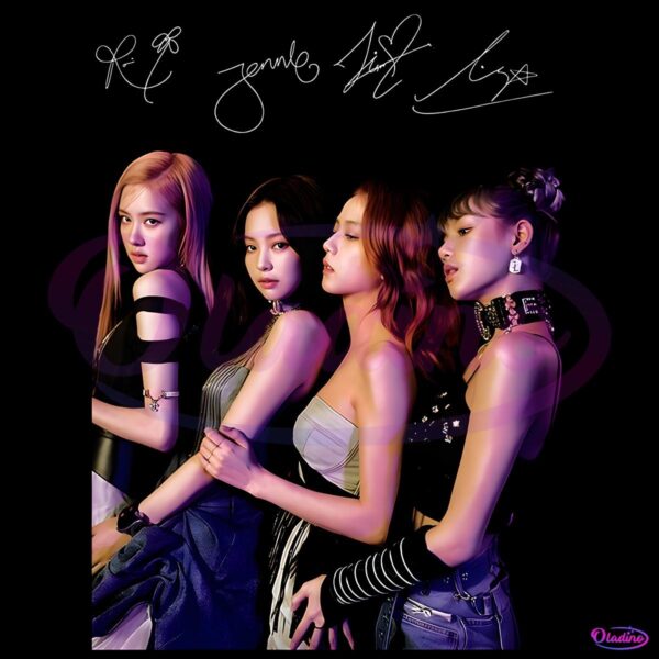 Blackpink Four Members Autograph Pose Kpop Girl Group Concert PNG
