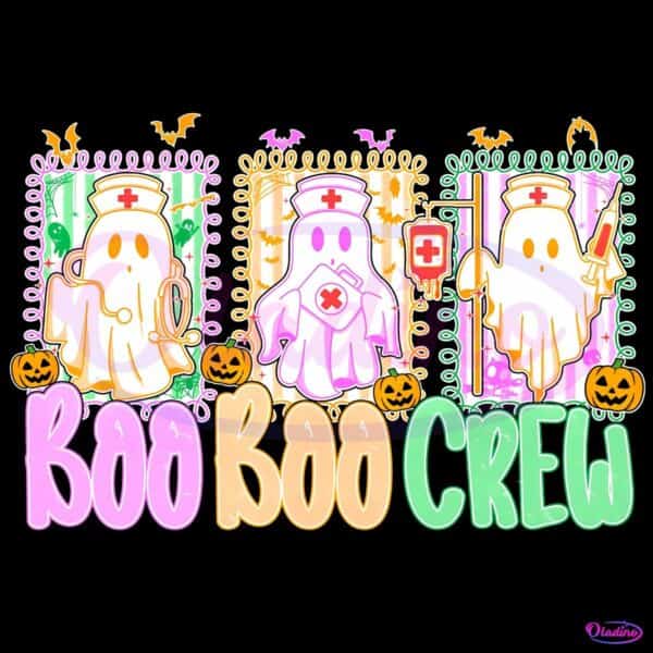 Boo Boo Crew Neon Ghost Nurse Halloween PNG