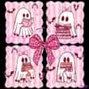 Bookish Ghost Librarian Pink Bow Halloween PNG