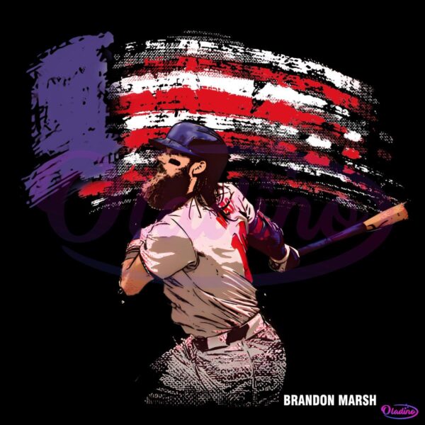 Brandon Marsh Philadelphia Baseball Usa Flag Swing Pose PNG