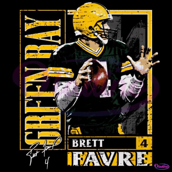 Brett Favre Green Bay Quarterback Number Four Football Card Style PNG
