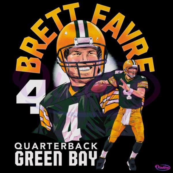Brett Favre Green Bay Quarterback Number Four Name Arc Vintage Style PNG