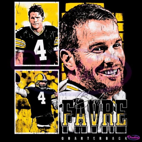 Brett Favre Green Bay Quarterback Number Four Vintage Football PNG