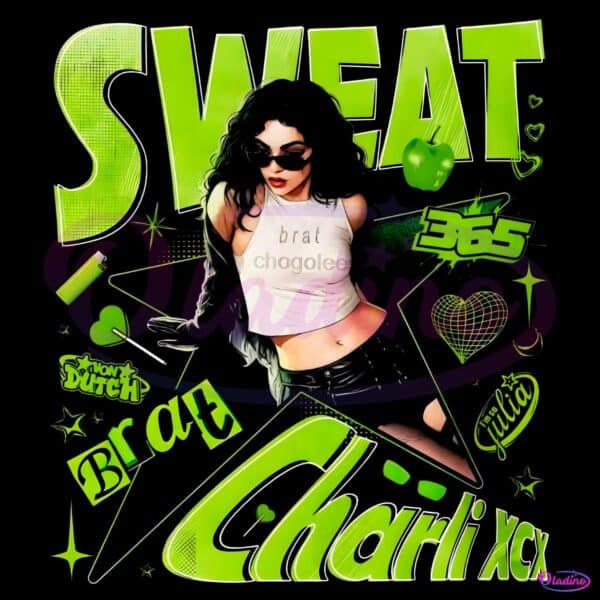 Charli Xcx Brat Era Sweat 365 Neon Green Aesthetic PNG