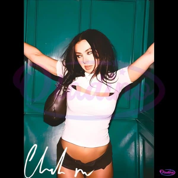 Charli Xcx Retro Glam Fashion Pose PNG