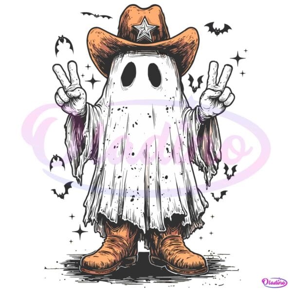Cowboy Ghost Western Howdy Halloween PNG