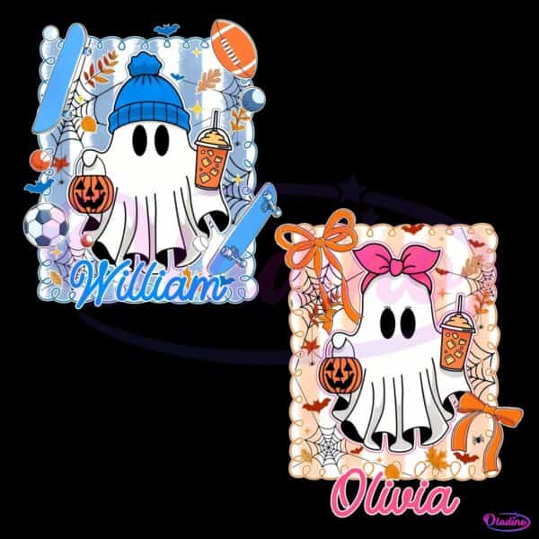 Cute Halloween Ghost With Pumpkin Fall Drink Beanie Bow And Sports Toys PNG